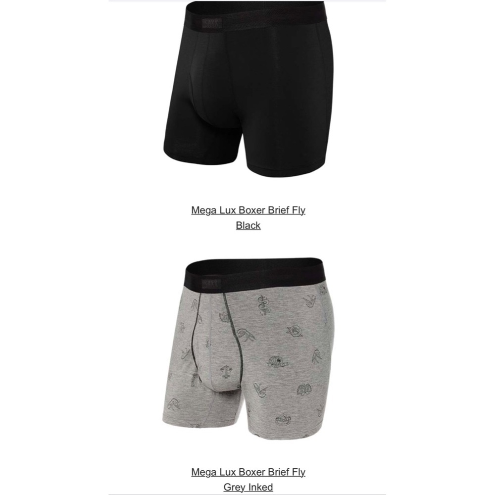 2 pairs brand new in box Saxx Mega Luxe Cashmere blend boxer briefs size XL.